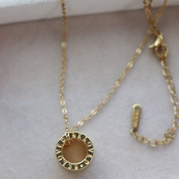 Barrel Style Pendant with Rhinestones Cable Chain Necklace Gold Plated Stainless - Picture 3 of 5